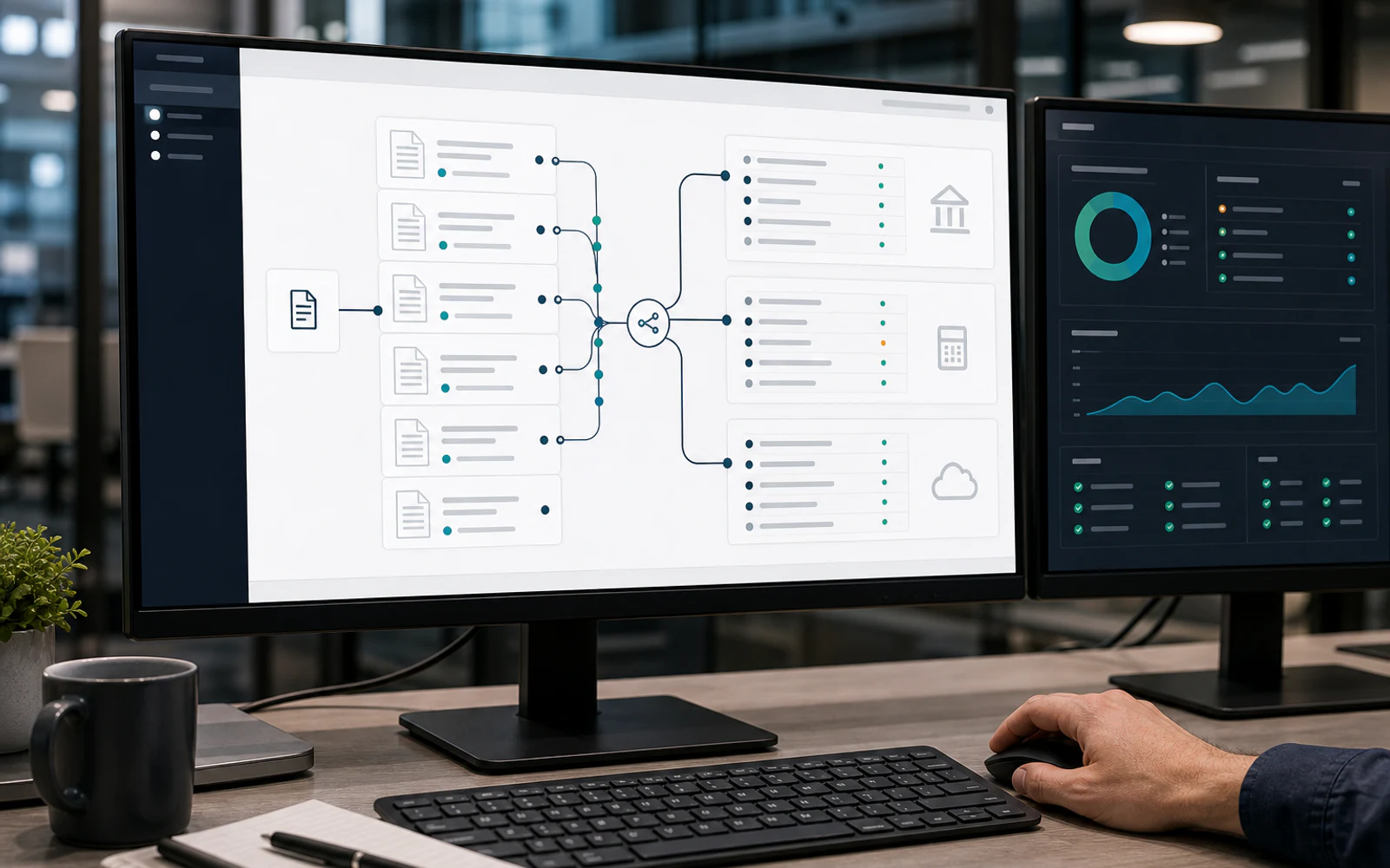 AI-OCRで構造化したデータを複数の業務システムへ連携するダッシュボードのイメージ