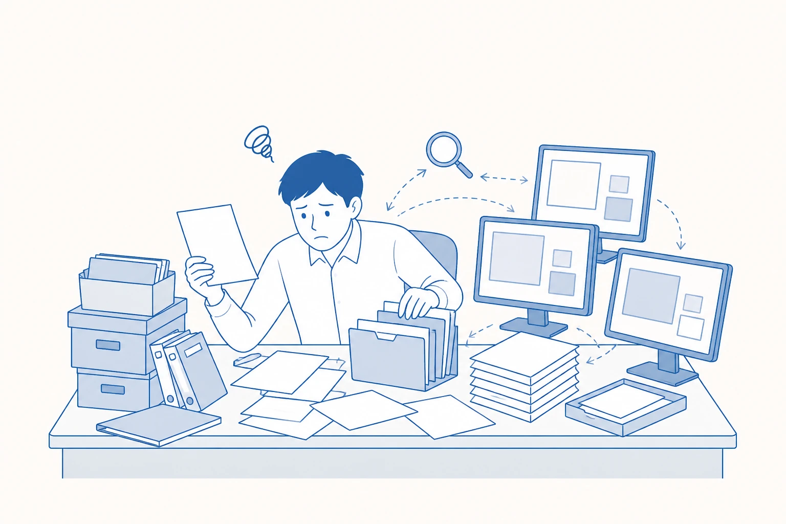 過去の似た資料を探し出して今回向けに直すのに手間取っているイラスト